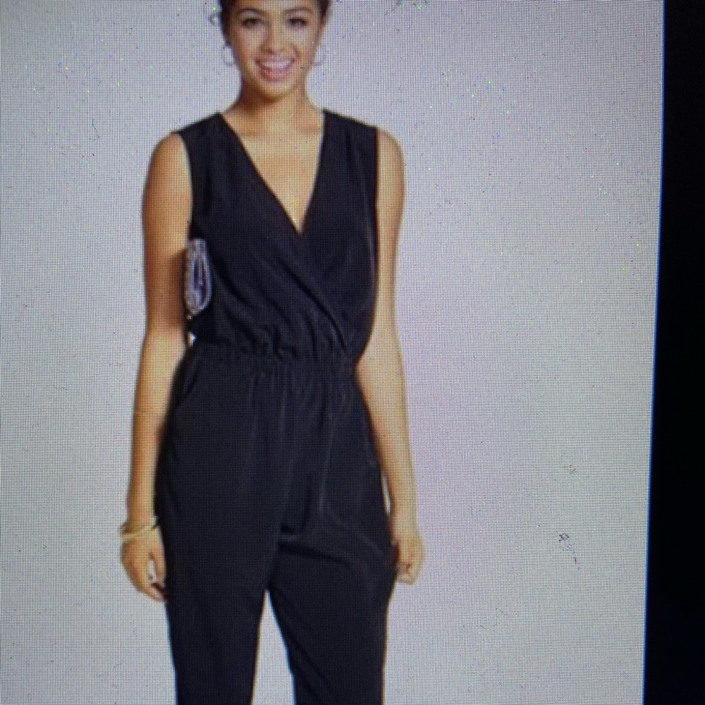 One Clothing Black Surplice Jumpsuit